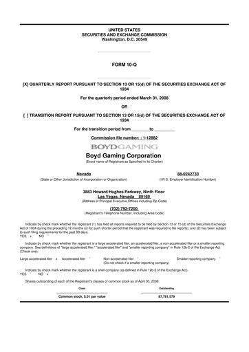 Thumbnail Boyd Gaming
 10-Q Quarterly Report FY 