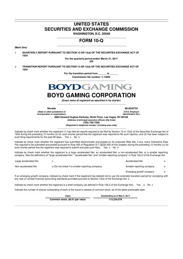 Miniature Boyd Gaming
 10-Q Rapport trimestriel 2017 