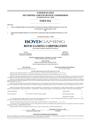 Thumbnail Boyd Gaming
 10-K Annual Report 2017