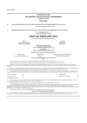 Thumbnail Nektar Therapeutics
 10-K Annual Report 2019