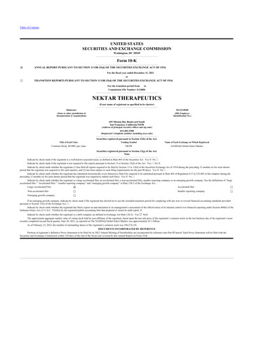 Thumbnail Nektar Therapeutics
 10-K Annual Report 2021