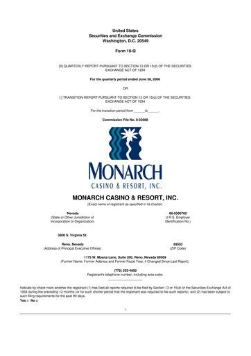 Thumbnail Monarch Casino & Resort 10-Q Quarterly Report FY 