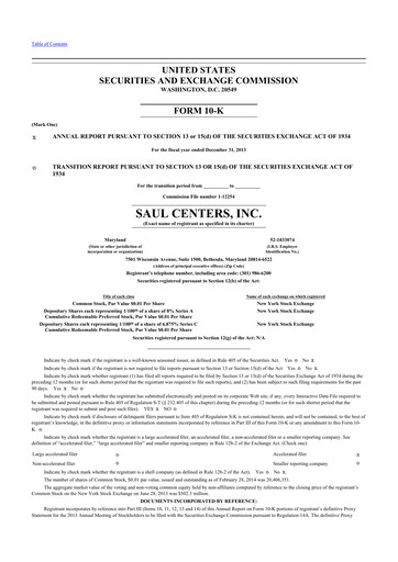 Thumbnail Saul Centers 10-K Annual Report 2013