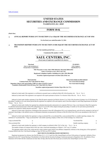 Thumbnail Saul Centers 10-K Annual Report 2016