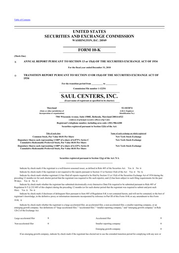 Thumbnail Saul Centers 10-K Annual Report 2018