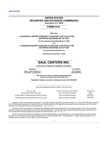 Thumbnail Saul Centers 10-Q Quarterly Report FY2020 