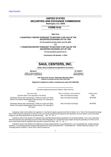 Thumbnail Saul Centers 10-Q Quarterly Report FY2020 