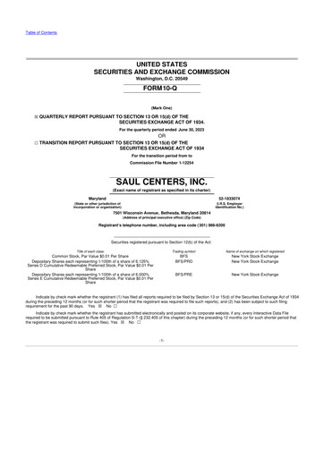 Thumbnail Saul Centers 10-Q Quarterly Report FY2023 