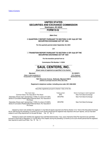 Thumbnail Saul Centers 10-Q Quarterly Report FY2024 