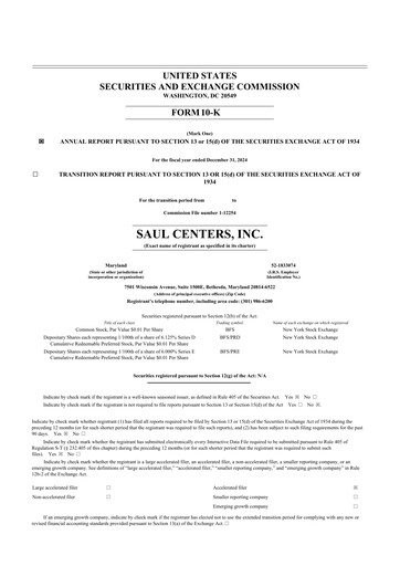 Thumbnail Saul Centers 10-K Annual Report 2024