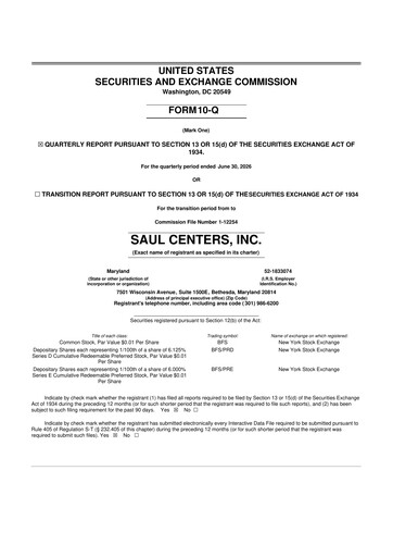 Thumbnail Saul Centers 10-Q Quarterly Report FY2026 