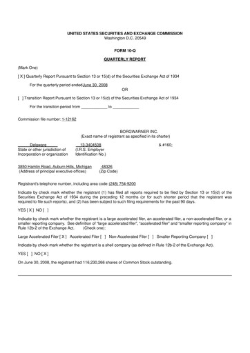 Thumbnail BorgWarner 10-Q Quarterly Report FY 
