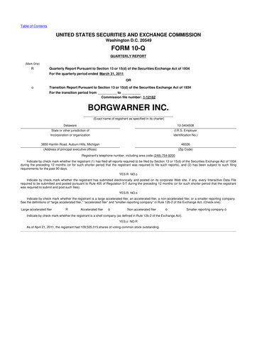 Thumbnail BorgWarner 10-Q Quarterly Report FY2011 
