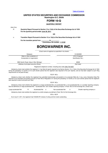Thumbnail BorgWarner 10-Q Quarterly Report FY2011 
