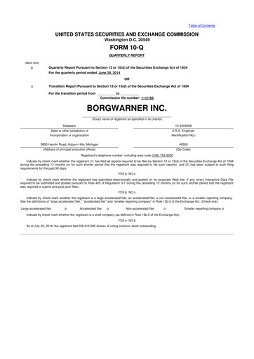 Thumbnail BorgWarner 10-Q Quarterly Report FY2014 