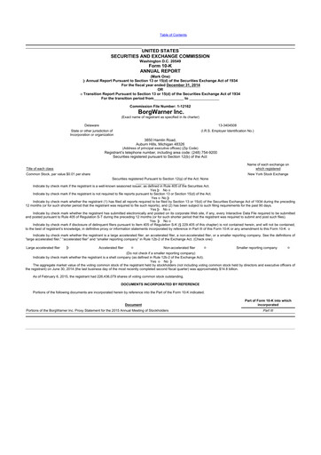 Thumbnail BorgWarner 10-K Annual Report 2014