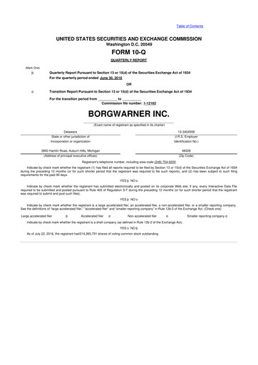 Thumbnail BorgWarner 10-Q Quarterly Report FY2016 
