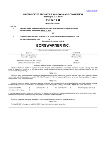 Thumbnail BorgWarner 10-Q Quarterly Report FY2017 
