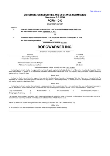 Thumbnail BorgWarner 10-Q Quarterly Report FY2017 