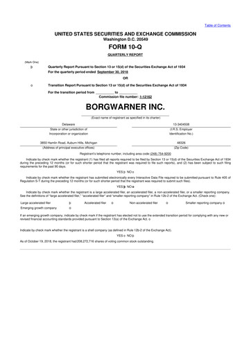 Thumbnail BorgWarner 10-Q Quarterly Report FY2018 