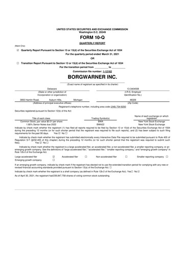 Thumbnail BorgWarner 10-Q Quarterly Report FY2021 