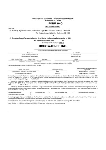 Thumbnail BorgWarner 10-Q Quarterly Report FY2025 