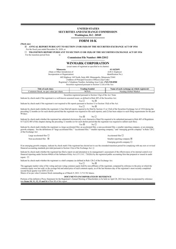 Thumbnail Winmark 10-K Annual Report 2020