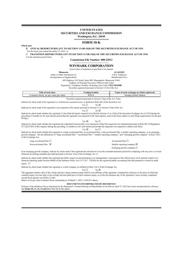 Thumbnail Winmark 10-K Annual Report 2021