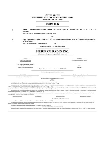 Thumbnail Sirius XM 10-K Annual Report 2012