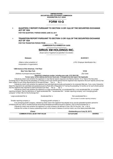 Thumbnail Sirius XM 10-Q Quarterly Report FY2017 