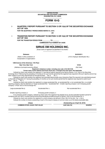 Thumbnail Sirius XM 10-Q Quarterly Report FY2019 