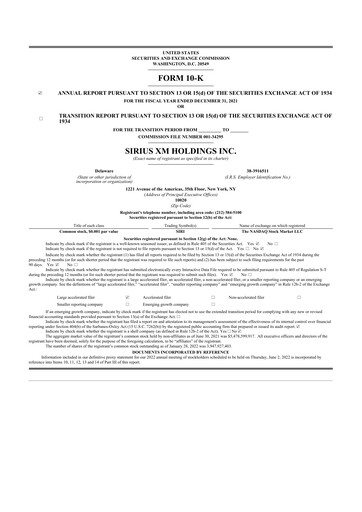 Thumbnail Sirius XM 10-K Annual Report 2021