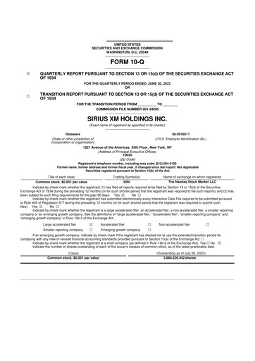 Thumbnail Sirius XM 10-Q Quarterly Report FY2022 
