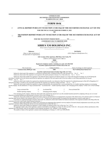 Thumbnail Sirius XM 10-K Annual Report 2022