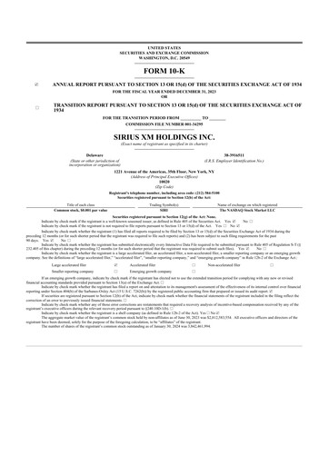 Thumbnail Sirius XM 10-K Annual Report 2023