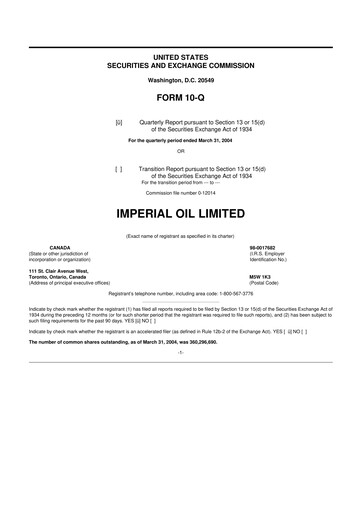 Vorschaubild Imperial Oil
 10-Q Quartalsbericht  