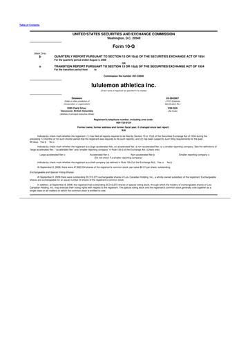 Thumbnail lululemon athletica 10-Q Quarterly Report FY 