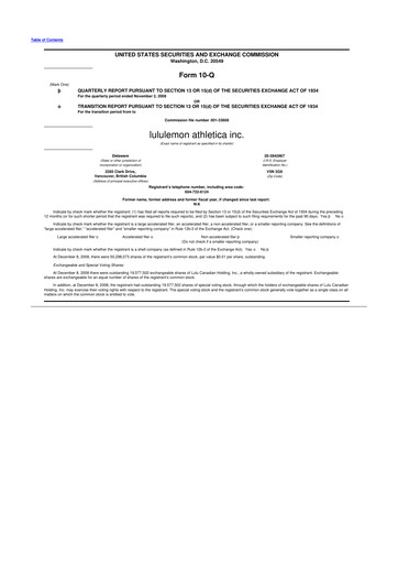 Thumbnail lululemon athletica 10-Q Quarterly Report FY 