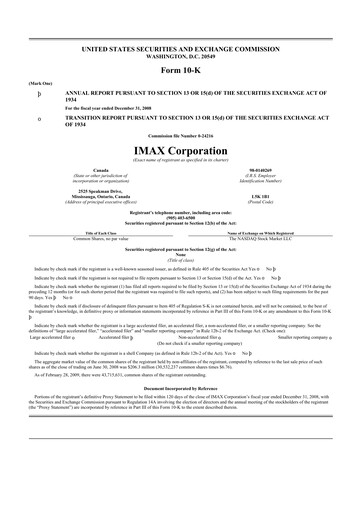 Thumbnail Imax Corp 10-K Annual Report 
