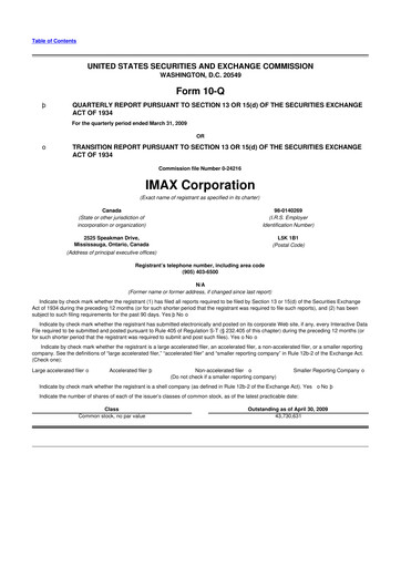Thumbnail Imax Corp 10-Q Quarterly Report FY 