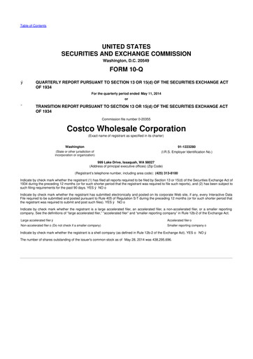 Thumbnail Costco 10-Q Quarterly Report FY2014 