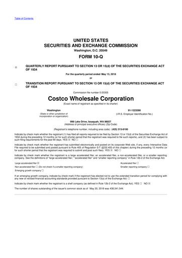 Thumbnail Costco 10-Q Quarterly Report FY2018 