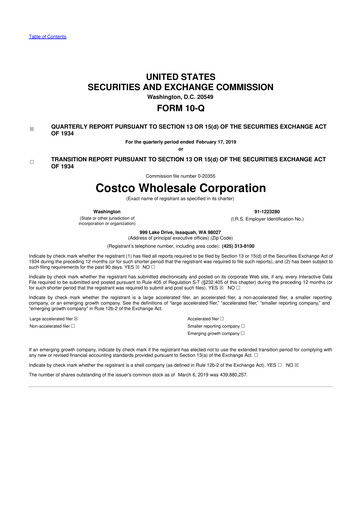 Thumbnail Costco 10-Q Quarterly Report FY2019 