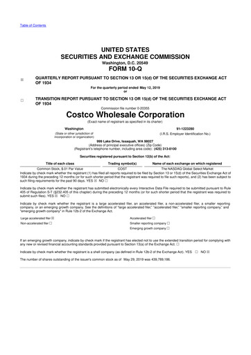 Thumbnail Costco 10-Q Quarterly Report FY2019 
