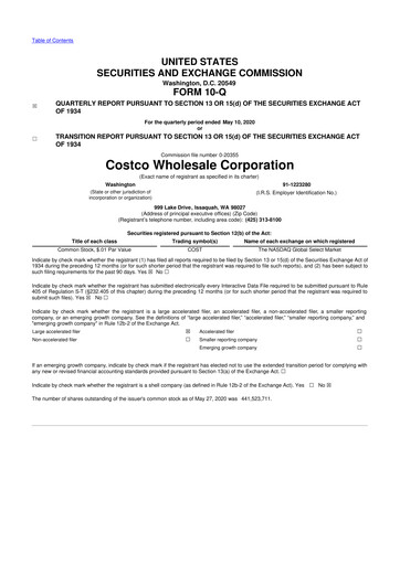 Thumbnail Costco 10-Q Quarterly Report FY 