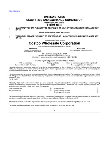 Thumbnail Costco 10-Q Quarterly Report FY2026 