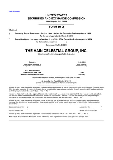 Thumbnail Hain Celestial 10-Q Quarterly Report FY2013 