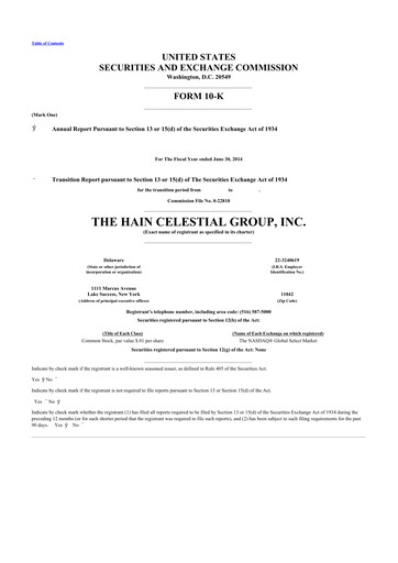 Thumbnail Hain Celestial 10-K Annual Report 2014