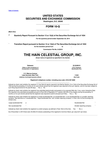 Thumbnail Hain Celestial 10-Q Quarterly Report FY2015 