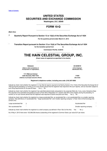 Thumbnail Hain Celestial 10-Q Quarterly Report FY2015 